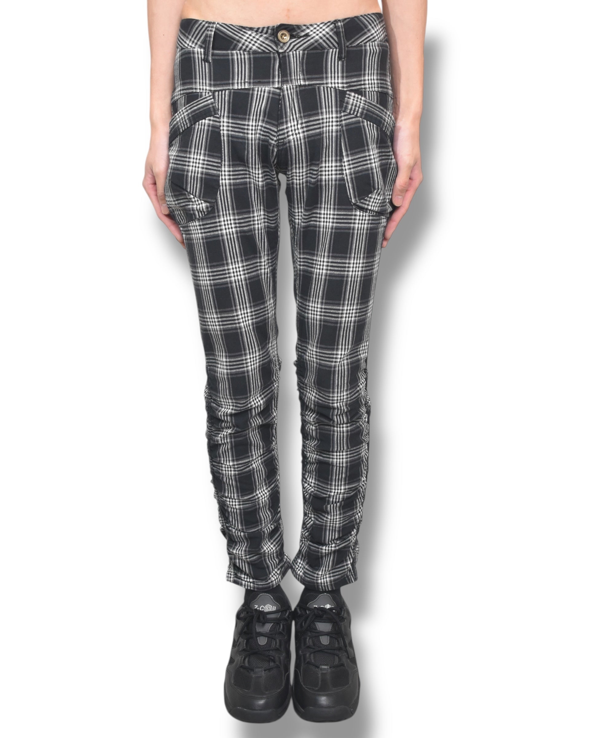 MASAKI MATSUSHIMA check gathered skinny pants