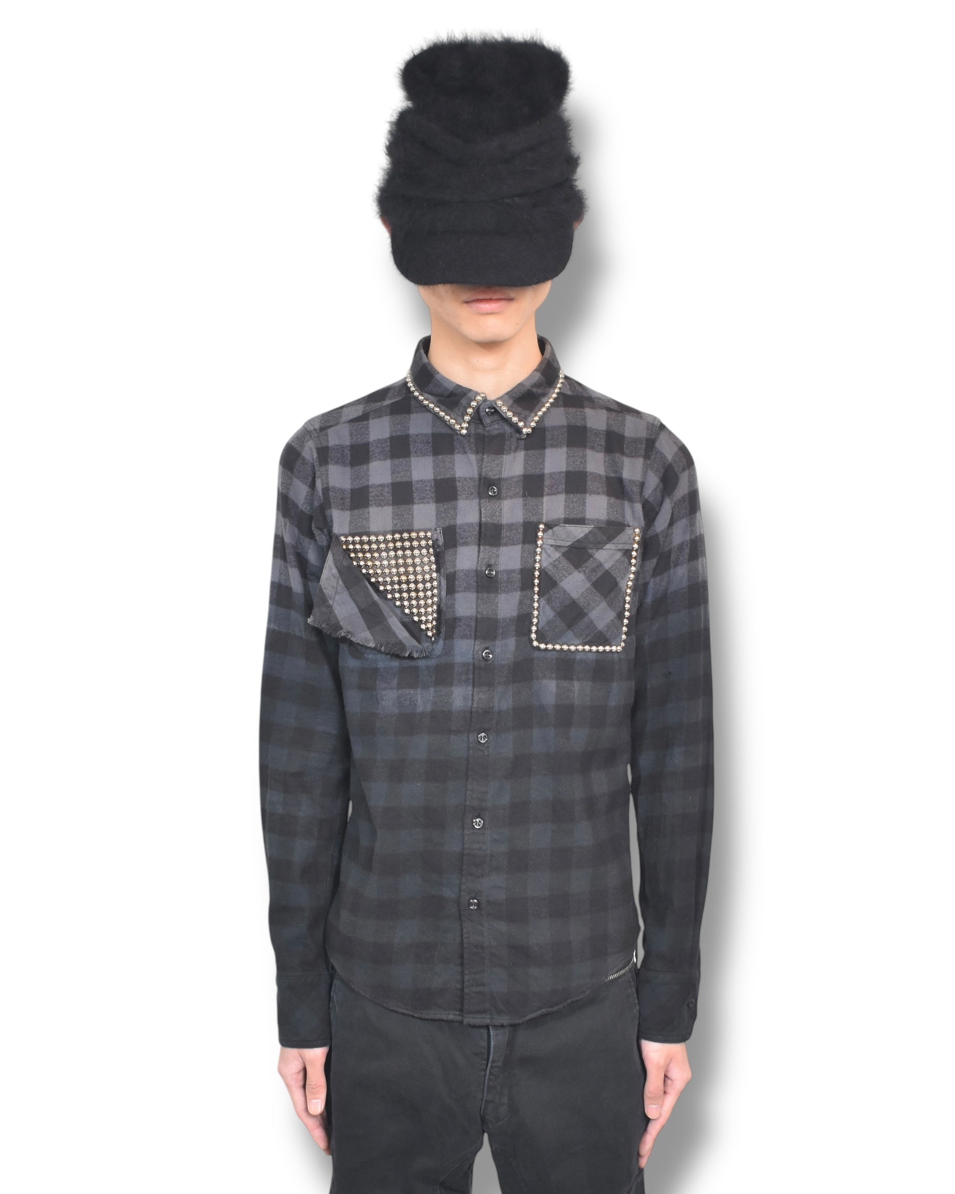 ZACVARGAS studs darkcheck shirt